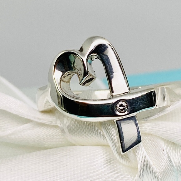 Tiffany & Co Diamond Paloma Picasso 925 silver Loving Heart Ring 5.5 - Picture 1 of 6